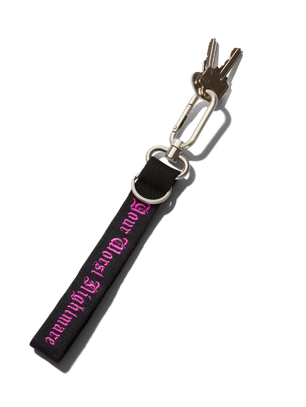 VS PINK YOUR WORST NIGHTMARE LOGO  BLACK WRISTLET STRAP KEYCHAIN HALLOWEEN 2026